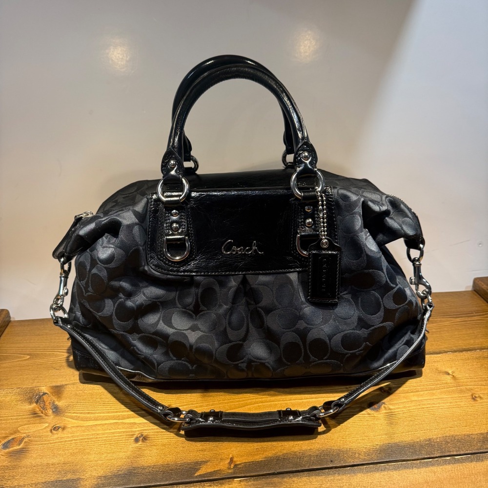 Coach Ashley F15440 Signature Satchel Bag Large Sateen Jacquard EUC Y2K Patient